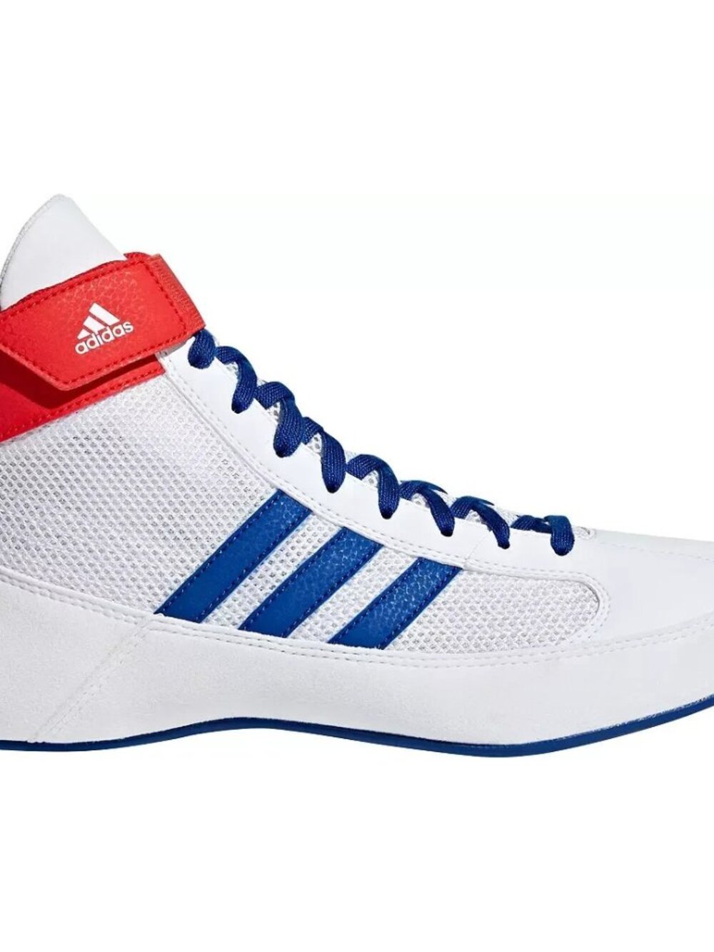 NWOB Adidas Men’s HVC 2 Wrestling Shoes White w/ Blue Stripes Size 10 - Picture 1 of 10